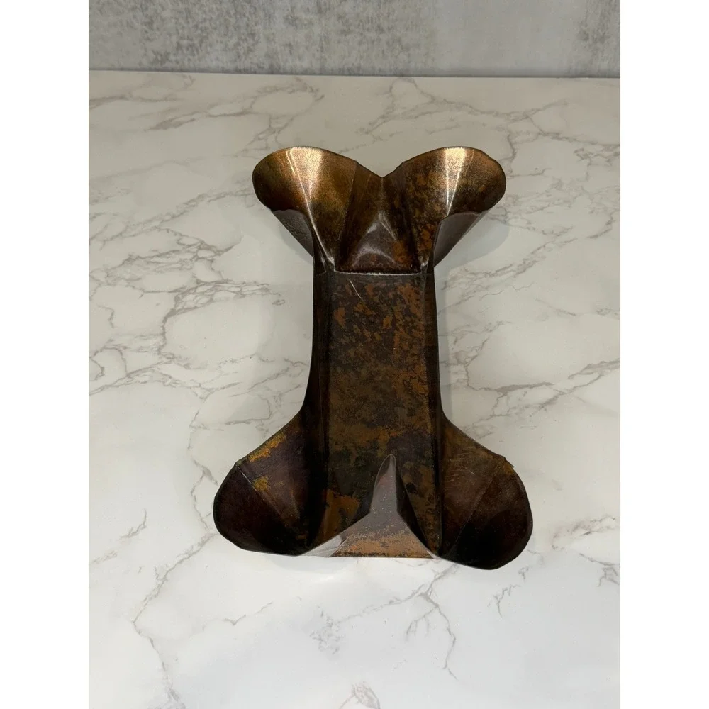 Terri Dallriva Copperworx Handcrafted Copper Fluted Bowl Artisan Metalwork 12in